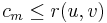 c_m \leq r(u, v)