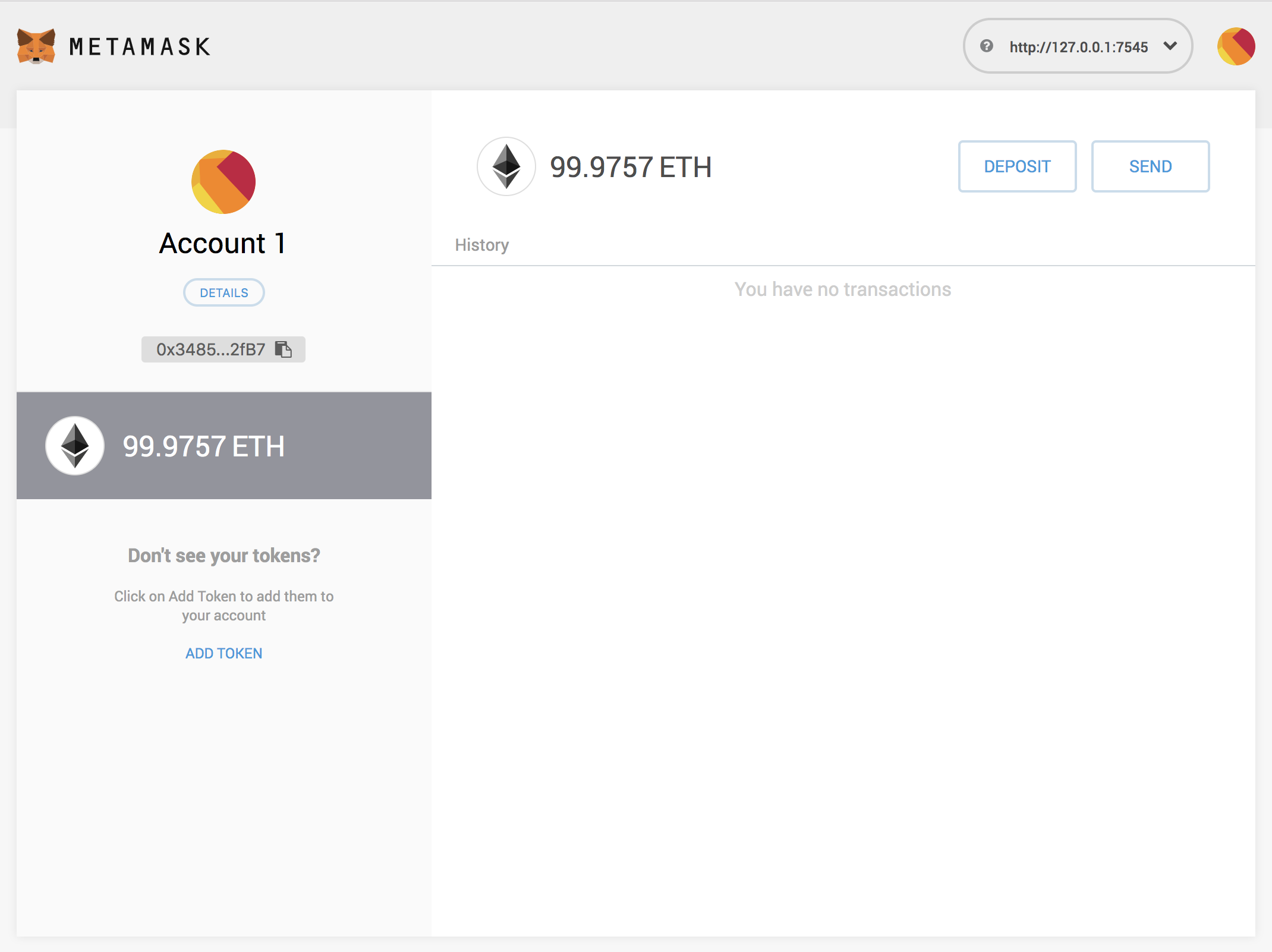 MetaMask account configured