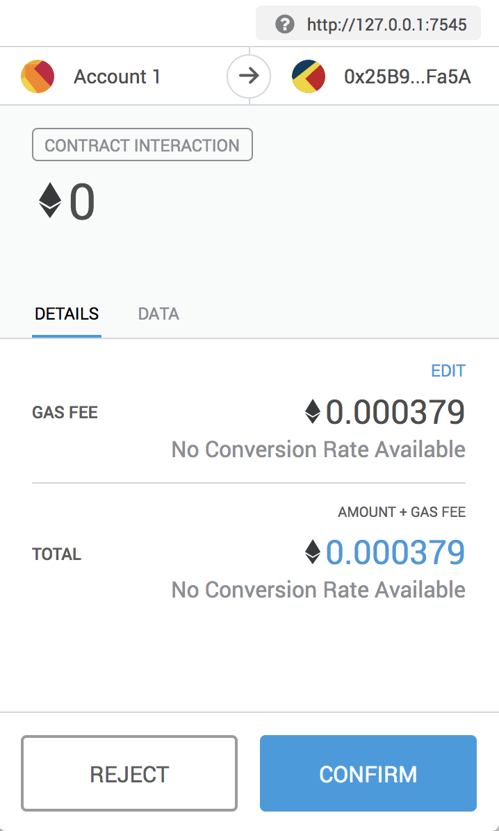 MetaMask approval request