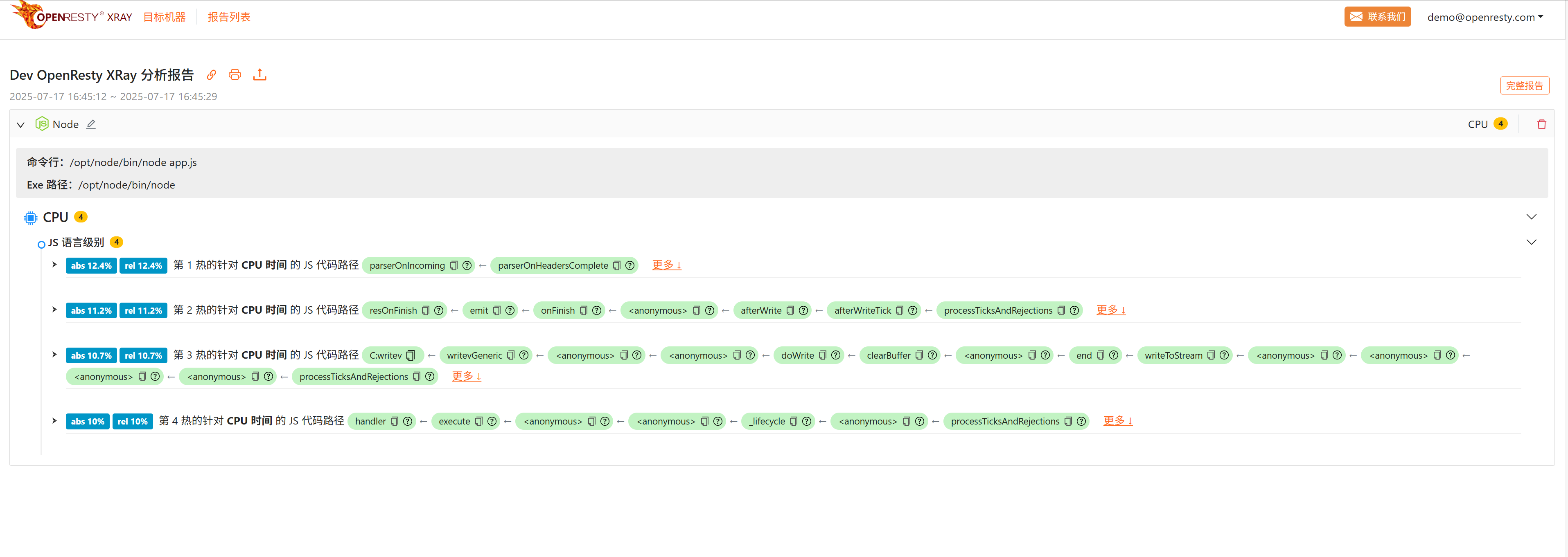 OpenResty XRay 生成的 Node.js 應用報告