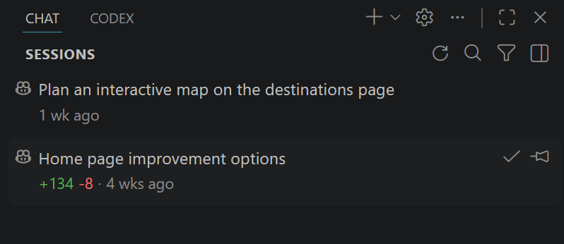 Screenshot of archiving an agent session in the sessions view.