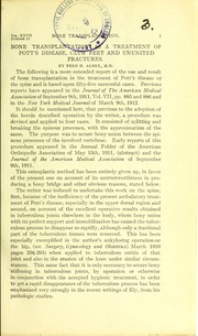 Cover of: Bone transplantation as a treatment of Pott's disease, club feet and ununited fractures