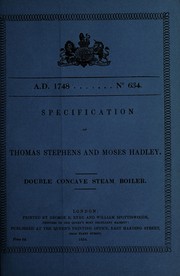 Cover of: Specification of Thomas Stephens and Moses Hadley: double concave steam boiler