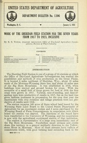 Cover of: Work of the Sheridan Field Station for the seven years from 1917 to 1923, inclusive