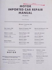 Cover of: Motor Imported Car Repair Manual: 1983-1987