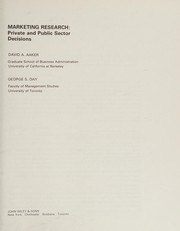 Cover of: Marketing research: private and public sector decisions