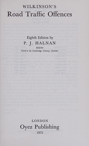 Cover of: Wilkinson's road traffic offences.