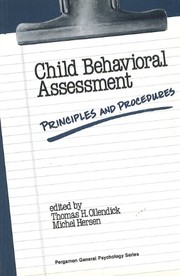 Cover of: Child behavioral assessment: principles and procedures
