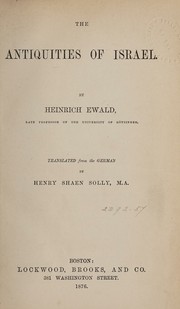 Cover of: The antiquities of Israel