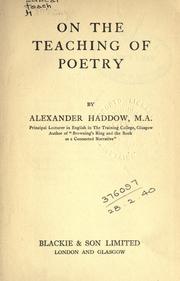 Cover of: On the teaching of poetry.