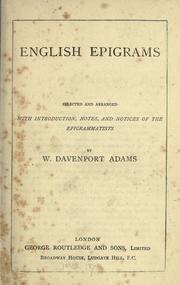 Cover of: English epigrams