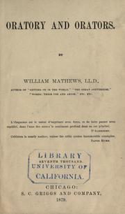 Cover of: Oratory and orators