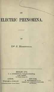 Cover of: On electric phenomena.