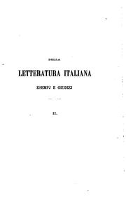 Cover of: Della letteratura italiana esempj e giudizj