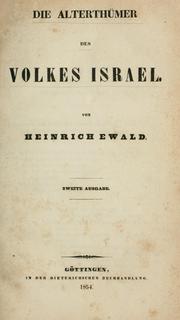Cover of: Die Alterthümer des Volkes Israel