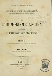 Cover of: De l'humorisme ancien comparé à l'humorisme moderne