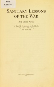 Cover of: Sanitary lessons of the war: and other papers
