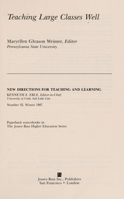 Cover of: Teaching large classes well