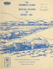 Cover of: Final environmental statement: agricultural development for Southwest Idaho