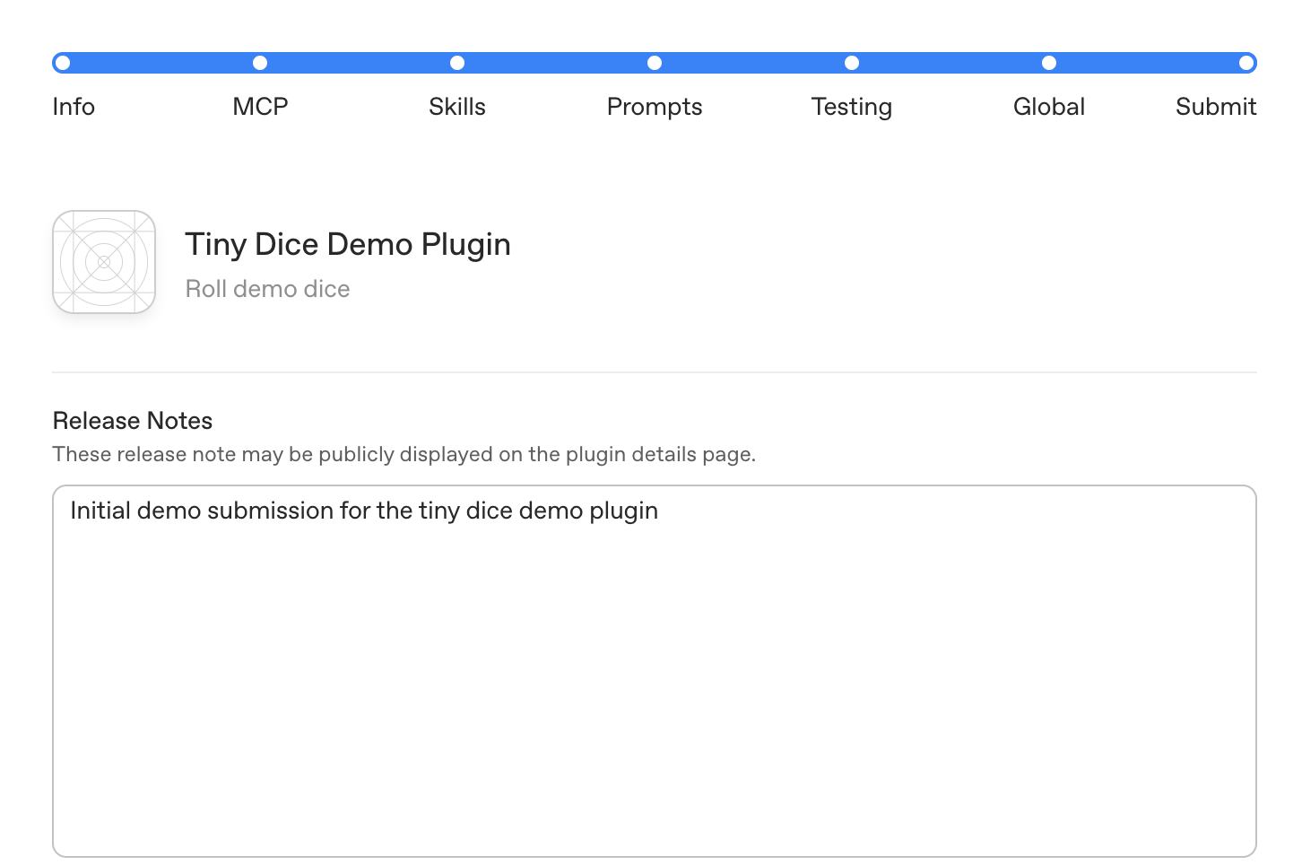 Submit tab with release notes and final attestations