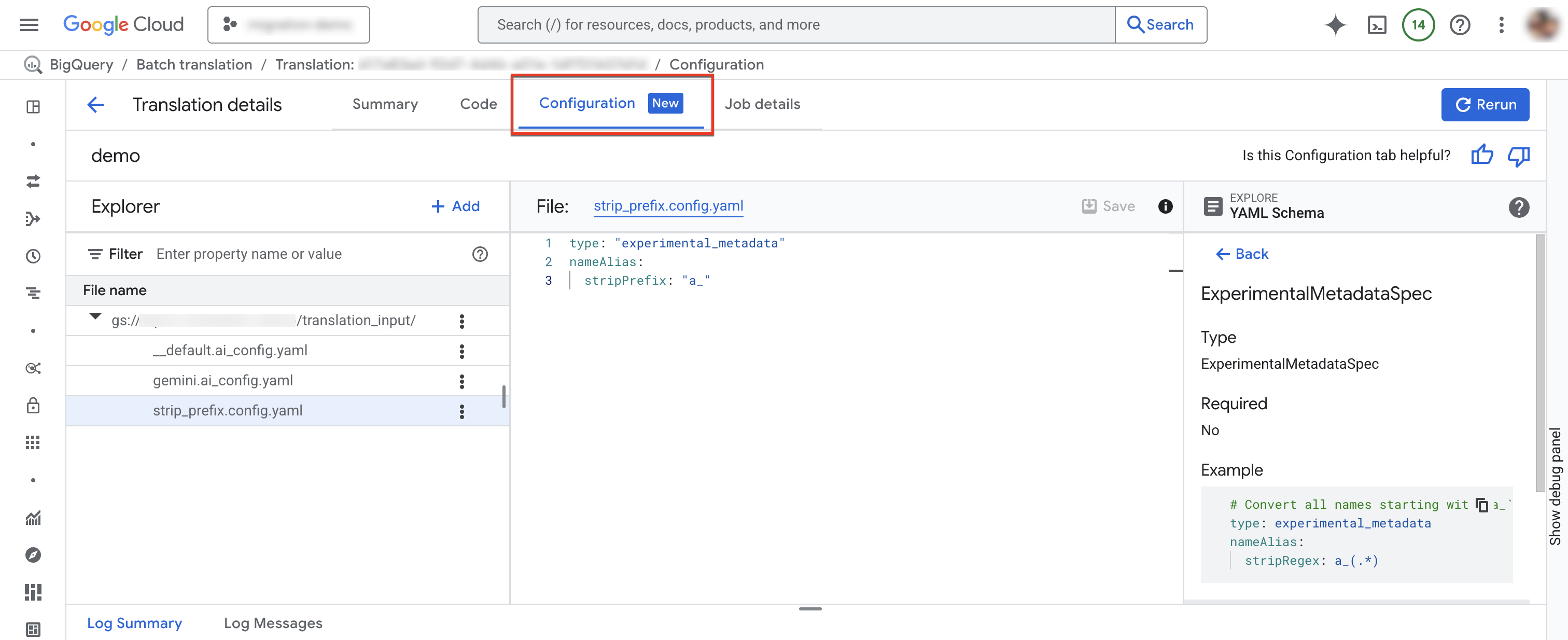 Acesse a guia "Configuração" na página de tradução de SQL.