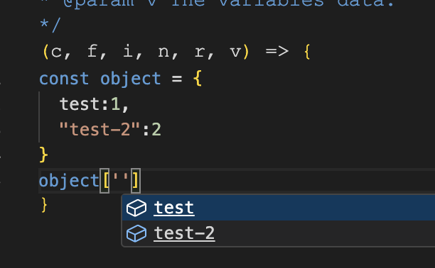 Bracket notation autocomplete