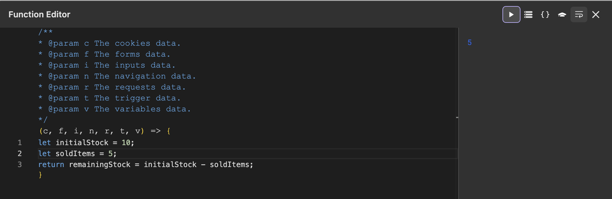 Substraction example