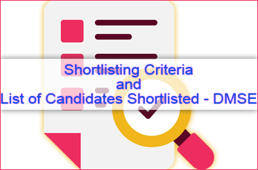 Shortlisting Criteria and List of Candidates Shortlisted - DMSE