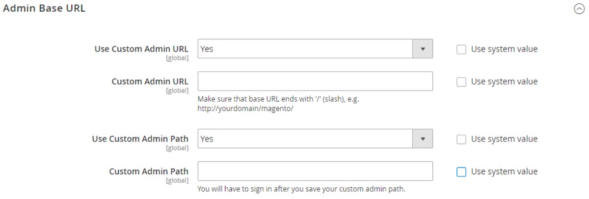 The Admin Base URL on the Magento store’s backend