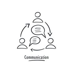 a group of people sitting in a circle with speech bubbles above them and the word communication