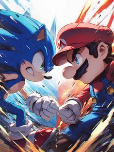 Mario And Sonic, Mario Sonic And Goku, Mario Comics, Mario X Sonic, Classic Mario Vs Classic Sonic, Mario Vs Sonic Art, Mario Vs Sonic, Mario Vs Sonic Wallpaper, Mario And Sonic Wallpaper