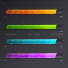 four different colored bars on a dark background - web elements decorative, clean and easy to use