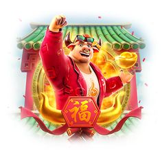 a man in red jacket and sunglasses holding up a gold coin with chinese writing on it