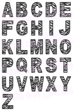 the alphabet is made out of zebra print