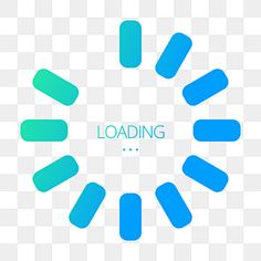 a blue and green circle with the words loading on it, in front of a white background