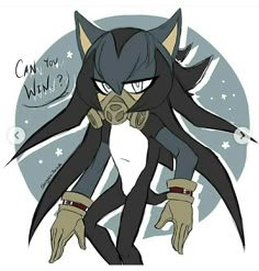 an image of a cartoon character with long black hair and claws on it's face