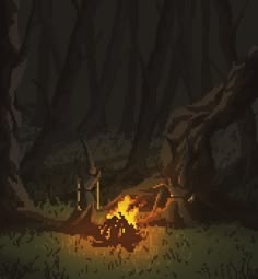 an image of a campfire in the woods