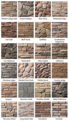 the different types of stone walls and flooring in various sizes, shapes and colors