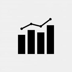 a bar chart with an arrow going up in the center, and a line graph above it