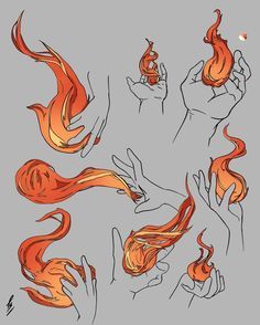 an image of hand gestures with fire on them