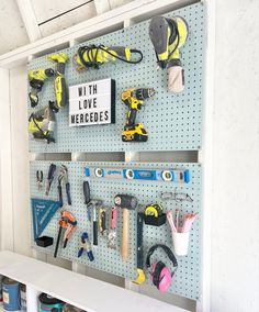 there are many tools on the pegboard in this workbench, and it's important to keep things organized