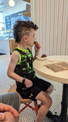 Haircut Bet, Kid Mohawks, Boys Haircuts Mohawk, Kids Mohawk Mullet, Boys Viking Haircut, Faded Mohawk Boys Haircut Short, Faux Hawk Boys, Little Boys Mohawk Haircut, Mullet Mohawk Boys