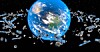 Illustration of Earth's orbit filled with satellites