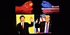 Photos of U.S. President Donald Trump and President of the People's Republic of China Xi Jinping appear on a smartphone screen