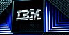 Close up of an IBM badge on a system