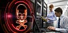 Illustration of 2 people trying to fix some servers while death hangs over them