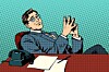 Boss leans back comfortably in desk. Pic via Shutterstock
