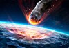 asteroid approaches earth - conceptual Illustration... Not real
