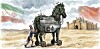 Chinese State Media cartoon with China and Iran flags added by Nanobanana