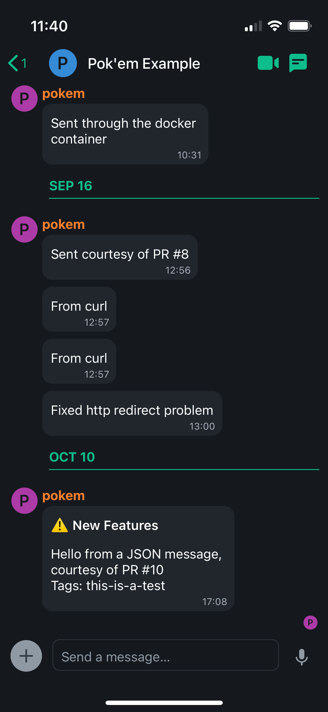 Pokem Example Notifications